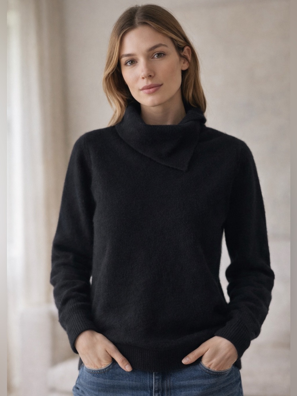 Angora Lambswool Talbots Black Timeless Classic Cozy Girl Dark Academia Luxe  M